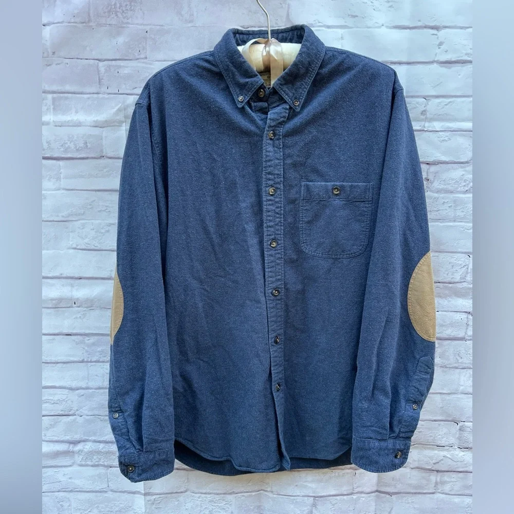 VTG J Crew size M cotton elbow patch flannel work shirt barn chore Gorpcore